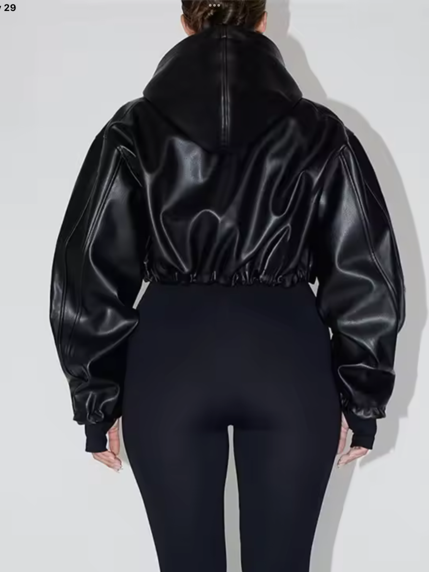 Crop faux hooded jacket