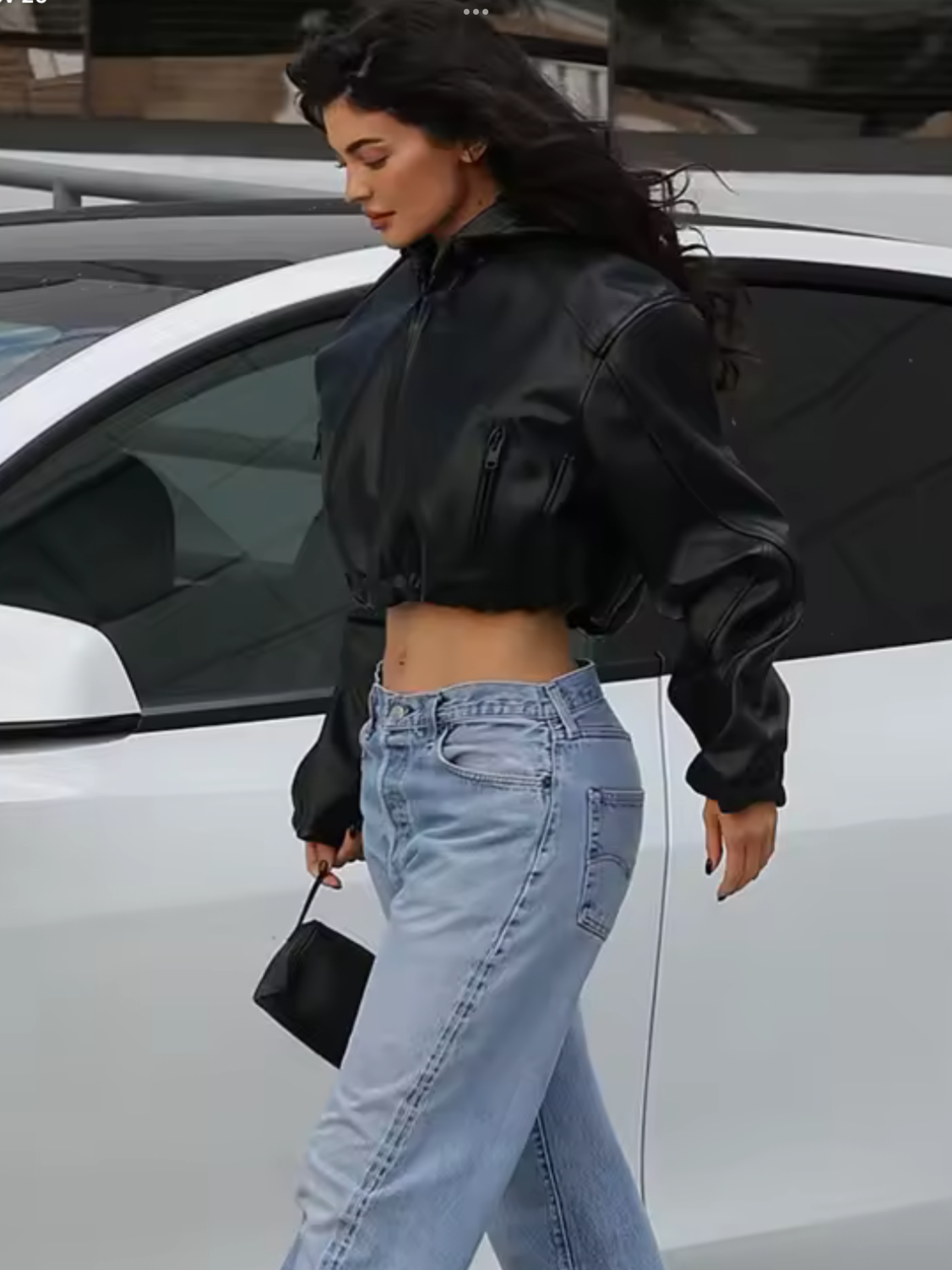 Crop faux hooded jacket