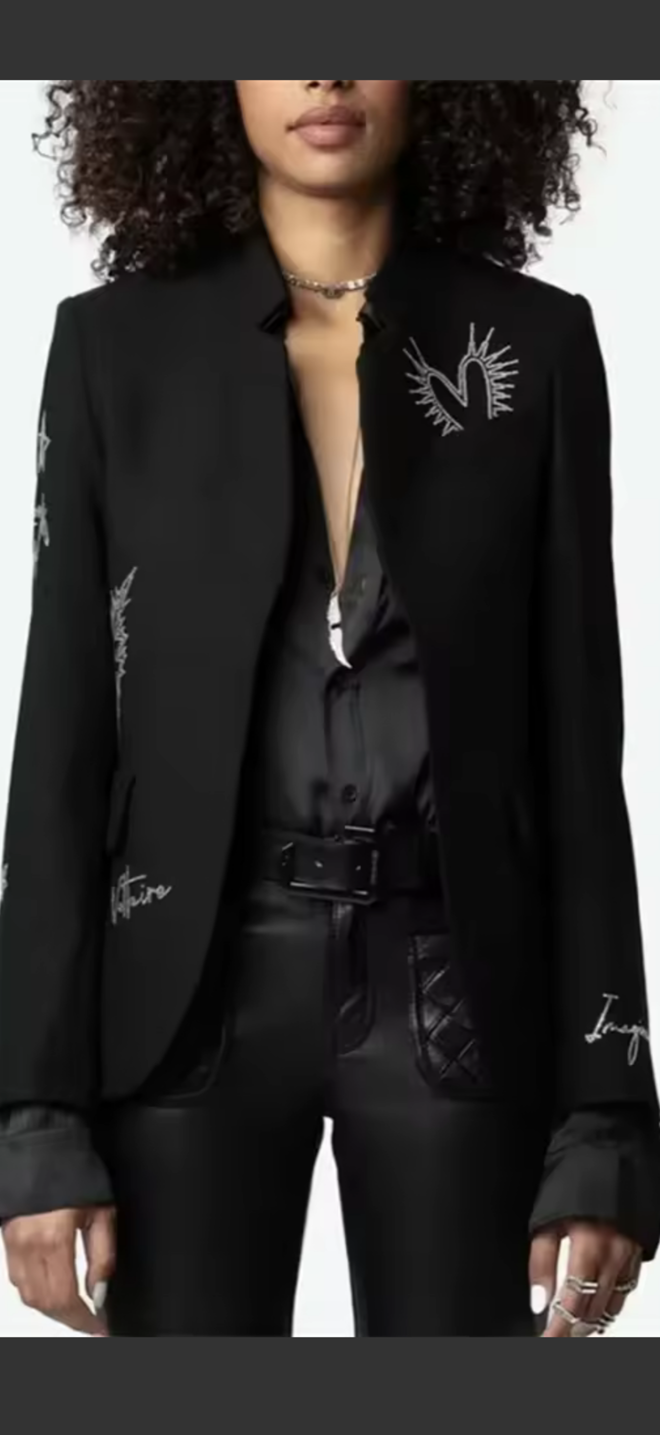 Beaded Letter Embellished Blazer